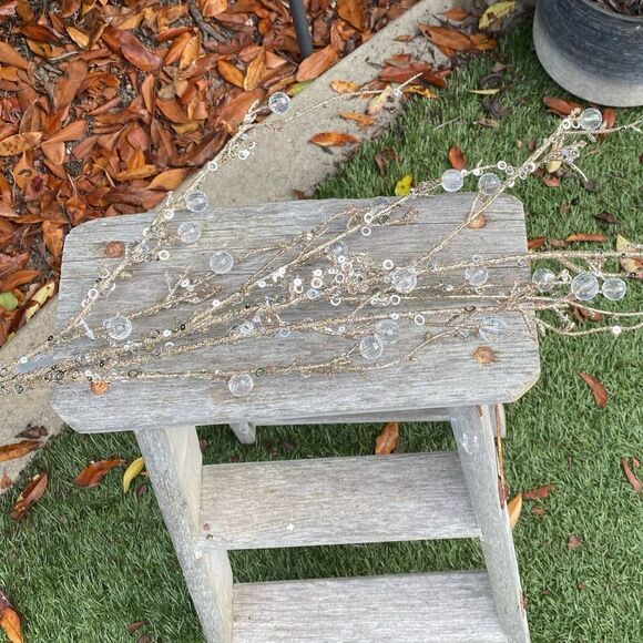 NWT New Direct Import 42" Platinum Silver Metallic Sequin Beaded Jewel Branches - Picture 7 of 12